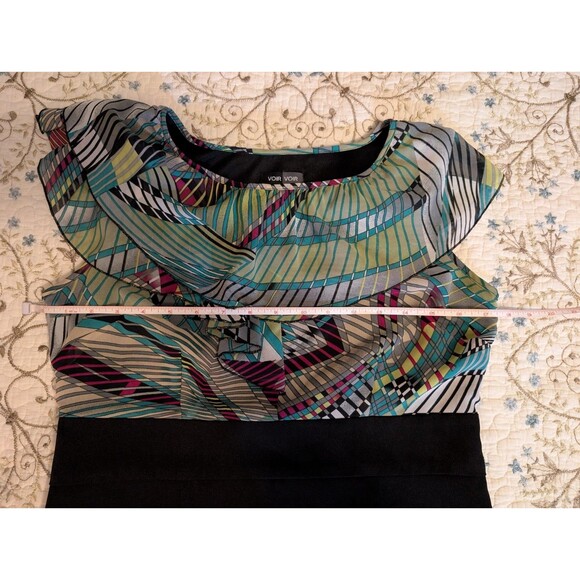 Voir Voir Knee Length Colorful Empire Waist Pencil Dress Size 8 - Picture 9 of 11